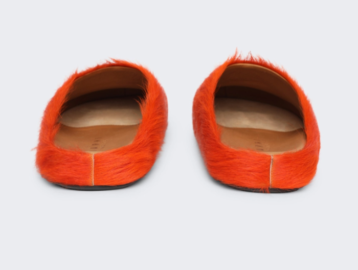 MARNI FUCHSIA LONG HAIR-FUSSBET SABOT SLIPPERS 2412206
