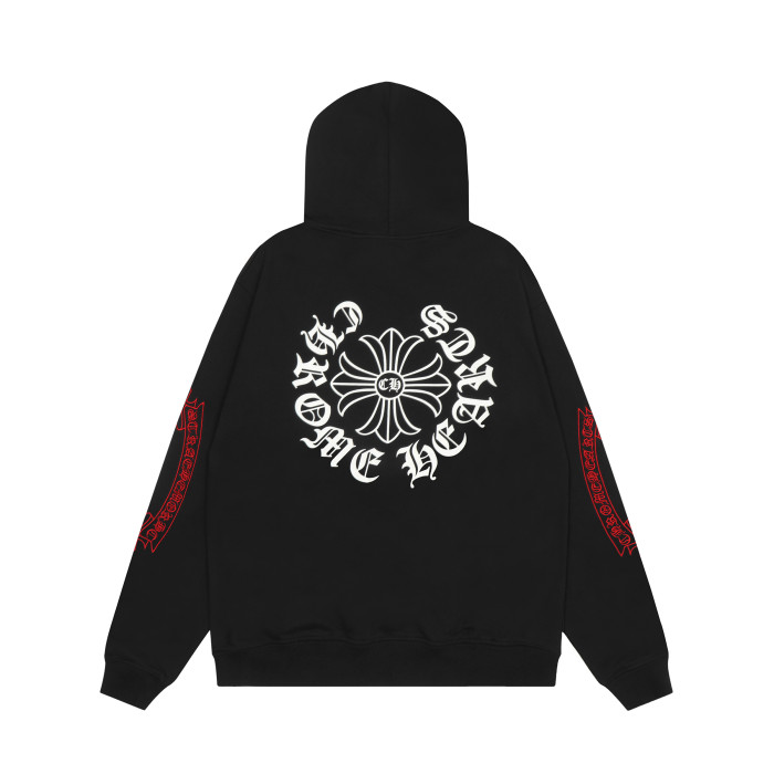 Ch*0me He**ts horseshoe floral zip up hoodie ke810