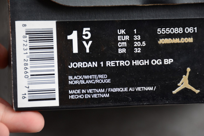 air jordan 1 kids black white gym red 555088-061