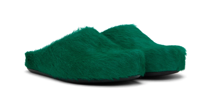 MARNI FUCHSIA LONG HAIR-FUSSBET SABOT SLIPPERS 2412207