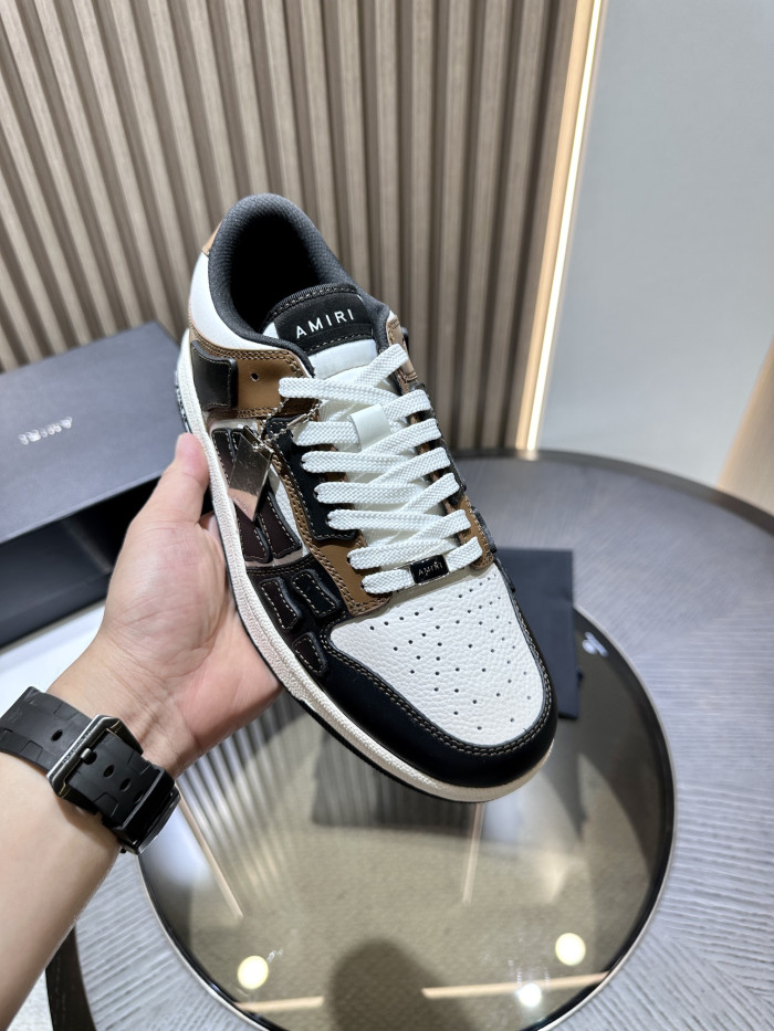 amiri skeleton low-skel top sneakers brown white